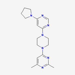 molecular formula C18H25N7 B3002630 2,4-Dimethyl-6-[4-(6-pyrrolidin-1-ylpyrimidin-4-yl)piperazin-1-yl]pyrimidine CAS No. 2415455-79-5
