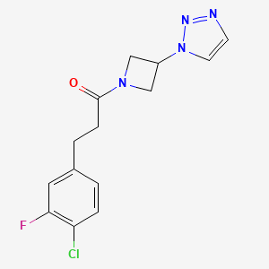 molecular formula C14H14ClFN4O B3002633 1-(3-(1H-1,2,3-三唑-1-基)氮杂环丁-1-基)-3-(4-氯-3-氟苯基)丙-1-酮 CAS No. 2034522-60-4