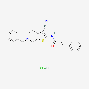 N-(6-benzyl-3-cyano-4,5,6,7-tetrahydrothieno[2,3-c]pyridin-2-yl)-3-phenylpropanamide hydrochloride