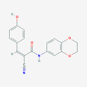 (Z)-2-Cyano-N-(2,3-dihydro-1,4-benzodioxin-6-yl)-3-(4-hydroxyphenyl)prop-2-enamide