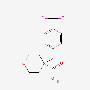 molecular formula C14H15F3O3 B3002653 4-[4-(Trifluoromethyl)phenyl]methyl-oxane-4-carboxylic acid CAS No. 1385696-45-6
