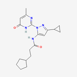 3-cyclopentyl-N-(3-cyclopropyl-1-(4-methyl-6-oxo-1,6-dihydropyrimidin-2-yl)-1H-pyrazol-5-yl)propanamide