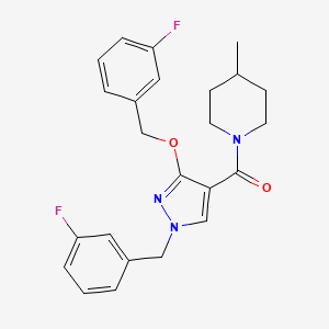 molecular formula C24H25F2N3O2 B3002678 (1-(3-fluorobenzyl)-3-((3-fluorobenzyl)oxy)-1H-pyrazol-4-yl)(4-methylpiperidin-1-yl)methanone CAS No. 1014069-70-5