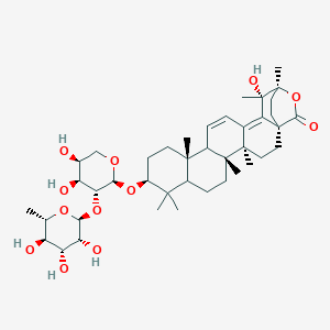 molecular formula C41H62O12 B3002687 (1R,4S,5R,10S,13S,19S,20S)-10-[(2S,3R,4S,5S)-4,5-Dihydroxy-3-[(2S,3R,4R,5R,6S)-3,4,5-trihydroxy-6-methyloxan-2-yl]oxyoxan-2-yl]oxy-19-hydroxy-4,5,9,9,13,19,20-heptamethyl-21-oxahexacyclo[18.2.2.01,18.04,17.05,14.08,13]tetracosa-15,17-dien-22-one CAS No. 1239453-11-2