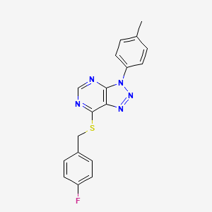 molecular formula C18H14FN5S B3002688 7-((4-fluorobenzyl)thio)-3-(p-tolyl)-3H-[1,2,3]triazolo[4,5-d]pyrimidine CAS No. 863459-72-7