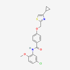 molecular formula C21H19ClN2O3S B3002697 N-(5-chloro-2-methoxyphenyl)-4-((4-cyclopropylthiazol-2-yl)methoxy)benzamide CAS No. 1251622-37-3