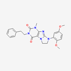 molecular formula C24H25N5O4 B3002708 8-(2,5-二甲氧基苯基)-1-甲基-3-苯乙基-7,8-二氢-1H-咪唑并[2,1-f]嘌呤-2,4(3H,6H)-二酮 CAS No. 887696-76-6