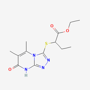 molecular formula C13H18N4O3S B3002713 Ethyl 2-((5,6-dimethyl-7-oxo-7,8-dihydro-[1,2,4]triazolo[4,3-a]pyrimidin-3-yl)thio)butanoate CAS No. 895007-25-7