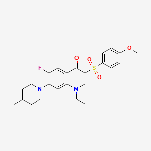 molecular formula C24H27FN2O4S B3002719 1-ethyl-6-fluoro-3-((4-methoxyphenyl)sulfonyl)-7-(4-methylpiperidin-1-yl)quinolin-4(1H)-one CAS No. 892772-69-9