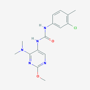 molecular formula C15H18ClN5O2 B3002723 1-(3-Chloro-4-methylphenyl)-3-[4-(dimethylamino)-2-methoxypyrimidin-5-yl]urea CAS No. 1797083-21-6