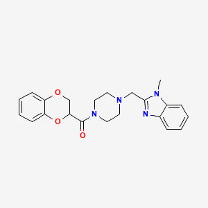 molecular formula C22H24N4O3 B3002726 (2,3-dihydrobenzo[b][1,4]dioxin-2-yl)(4-((1-methyl-1H-benzo[d]imidazol-2-yl)methyl)piperazin-1-yl)methanone CAS No. 1171315-32-4