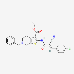 molecular formula C27H24ClN3O3S B3002733 ethyl 6-benzyl-2-[[(E)-3-(4-chlorophenyl)-2-cyanoprop-2-enoyl]amino]-5,7-dihydro-4H-thieno[2,3-c]pyridine-3-carboxylate CAS No. 327063-40-1