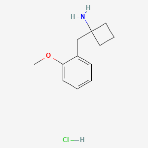 molecular formula C12H18ClNO B3002737 1-[(2-甲氧基苯基)甲基]环丁-1-胺盐酸盐 CAS No. 1439902-23-4