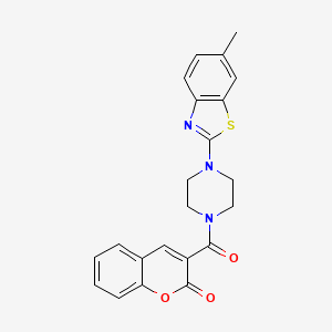 molecular formula C22H19N3O3S B3002742 3-(4-(6-甲基苯并[d]噻唑-2-基)哌嗪-1-羰基)-2H-色满-2-酮 CAS No. 897466-77-2