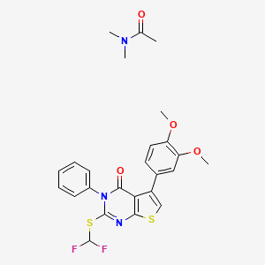 molecular formula C25H25F2N3O4S2 B3002766 2-(difluoromethylsulfanyl)-5-(3,4-dimethoxyphenyl)-3-phenylthieno[2,3-d]pyrimidin-4-one;N,N-dimethylacetamide CAS No. 353744-46-4