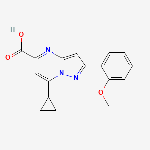 molecular formula C17H15N3O3 B3002768 7-环丙基-2-(2-甲氧基苯基)吡唑并[1,5-a]嘧啶-5-羧酸 CAS No. 1225925-07-4