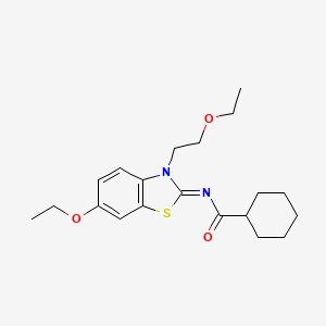 molecular formula C20H28N2O3S B3002777 (Z)-N-(6-乙氧基-3-(2-乙氧基乙基)苯并[d]噻唑-2(3H)-亚甲基)环己烷甲酰胺 CAS No. 865174-30-7