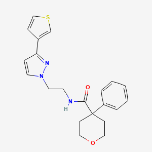 4-phenyl-N-(2-(3-(thiophen-3-yl)-1H-pyrazol-1-yl)ethyl)tetrahydro-2H-pyran-4-carboxamide