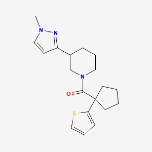 molecular formula C19H25N3OS B3002787 (3-(1-methyl-1H-pyrazol-3-yl)piperidin-1-yl)(1-(thiophen-2-yl)cyclopentyl)methanone CAS No. 2034288-17-8