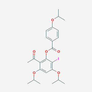 molecular formula C24H29IO6 B300279 2-Acetyl-6-iodo-3,5-diisopropoxyphenyl 4-isopropoxybenzoate 
