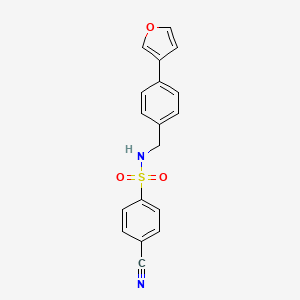molecular formula C18H14N2O3S B3002794 4-cyano-N-(4-(furan-3-yl)benzyl)benzenesulfonamide CAS No. 2034279-88-2