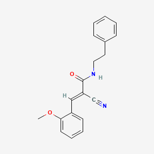 molecular formula C19H18N2O2 B3002799 (E)-2-cyano-3-(2-methoxyphenyl)-N-(2-phenylethyl)prop-2-enamide CAS No. 444763-54-6