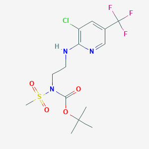 molecular formula C14H19ClF3N3O4S B3002806 tert-butyl N-(2-{[3-chloro-5-(trifluoromethyl)-2-pyridinyl]amino}ethyl)-N-(methylsulfonyl)carbamate CAS No. 339105-16-7