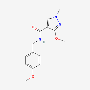 molecular formula C14H17N3O3 B3002815 3-methoxy-N-(4-methoxybenzyl)-1-methyl-1H-pyrazole-4-carboxamide CAS No. 1014068-50-8