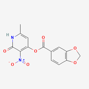 molecular formula C14H10N2O7 B3002816 (6-甲基-3-硝基-2-氧代-1H-吡啶-4-基) 1,3-苯并二氧杂环-5-羧酸酯 CAS No. 868679-66-7