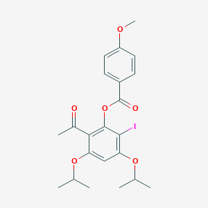 molecular formula C22H25IO6 B300282 2-Acetyl-6-iodo-3,5-diisopropoxyphenyl 4-methoxybenzoate 