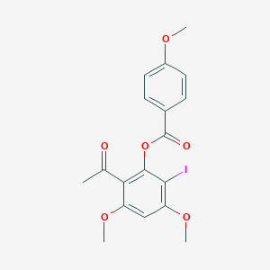 molecular formula C18H17IO6 B300283 2-Acetyl-6-iodo-3,5-dimethoxyphenyl 4-methoxybenzoate 