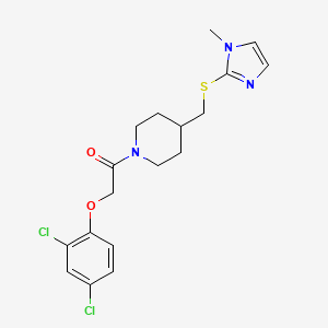 molecular formula C18H21Cl2N3O2S B3002831 2-(2,4-dichlorophenoxy)-1-(4-(((1-methyl-1H-imidazol-2-yl)thio)methyl)piperidin-1-yl)ethanone CAS No. 1428363-59-0