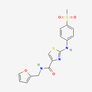 molecular formula C16H15N3O4S2 B3002835 N-(furan-2-ylmethyl)-2-((4-(methylsulfonyl)phenyl)amino)thiazole-4-carboxamide CAS No. 1171748-35-8