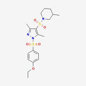 molecular formula C19H27N3O5S2 B3002842 1-((1-((4-ethoxyphenyl)sulfonyl)-3,5-dimethyl-1H-pyrazol-4-yl)sulfonyl)-3-methylpiperidine CAS No. 956251-51-7