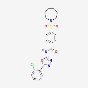 molecular formula C21H21ClN4O4S B3002853 4-(azepan-1-ylsulfonyl)-N-[5-(2-chlorophenyl)-1,3,4-oxadiazol-2-yl]benzamide CAS No. 533869-31-7