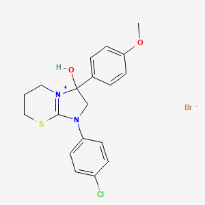 1-(4-chlorophenyl)-3-hydroxy-3-(4-methoxyphenyl)-3,5,6,7-tetrahydro-2H-imidazo[2,1-b][1,3]thiazin-1-ium bromide