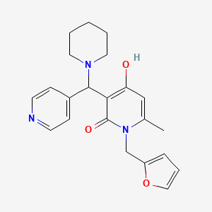 molecular formula C22H25N3O3 B3002883 1-(furan-2-ylmethyl)-4-hydroxy-6-methyl-3-(piperidin-1-yl(pyridin-4-yl)methyl)pyridin-2(1H)-one CAS No. 897613-16-0