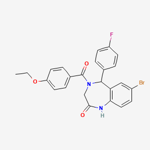 molecular formula C24H20BrFN2O3 B3002887 7-bromo-4-(4-ethoxybenzoyl)-5-(4-fluorophenyl)-4,5-dihydro-1H-benzo[e][1,4]diazepin-2(3H)-one CAS No. 533876-51-6