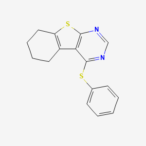 molecular formula C16H14N2S2 B3002892 4-(Phenylsulfanyl)-5,6,7,8-tetrahydro[1]benzothieno[2,3-d]pyrimidine CAS No. 40277-42-7