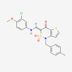 molecular formula C22H19ClN2O4S2 B3002897 (3Z)-3-{[(3-chloro-4-methoxyphenyl)amino]methylene}-1-(4-methylbenzyl)-1H-thieno[3,2-c][1,2]thiazin-4(3H)-one 2,2-dioxide CAS No. 894674-55-6