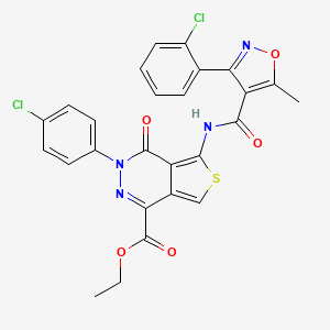 molecular formula C26H18Cl2N4O5S B3002898 Ethyl 3-(4-chlorophenyl)-5-(3-(2-chlorophenyl)-5-methylisoxazole-4-carboxamido)-4-oxo-3,4-dihydrothieno[3,4-d]pyridazine-1-carboxylate CAS No. 896677-01-3