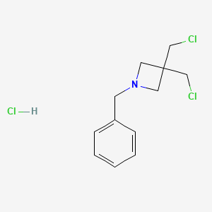 molecular formula C12H16Cl3N B3002909 1-Benzyl-3,3-bis(chloromethyl)azetidine hydrochloride CAS No. 1820684-39-6