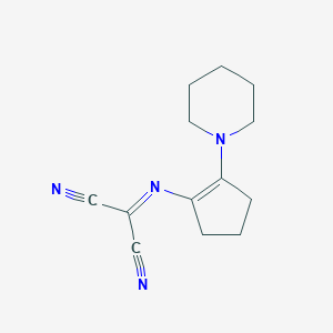 molecular formula C13H16N4 B300292 2-{[2-(1-Piperidinyl)-1-cyclopenten-1-yl]imino}malononitrile 