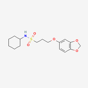 molecular formula C16H23NO5S B3002923 3-(benzo[d][1,3]dioxol-5-yloxy)-N-cyclohexylpropane-1-sulfonamide CAS No. 946285-98-9