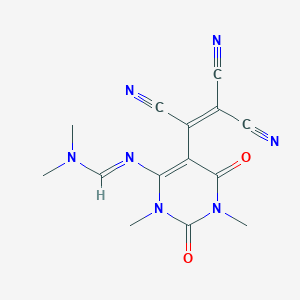 molecular formula C14H13N7O2 B300295 N'-[1,3-dimethyl-2,6-dioxo-5-(1,2,2-tricyanovinyl)-1,2,3,6-tetrahydro-4-pyrimidinyl]-N,N-dimethylimidoformamide 