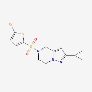 molecular formula C13H14BrN3O2S2 B3002983 5-((5-Bromothiophen-2-yl)sulfonyl)-2-cyclopropyl-4,5,6,7-tetrahydropyrazolo[1,5-a]pyrazine CAS No. 2034294-49-8