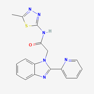 molecular formula C17H14N6OS B3002994 N-(5-methyl-1,3,4-thiadiazol-2-yl)-2-(2-(pyridin-2-yl)-1H-benzo[d]imidazol-1-yl)acetamide CAS No. 1105209-48-0