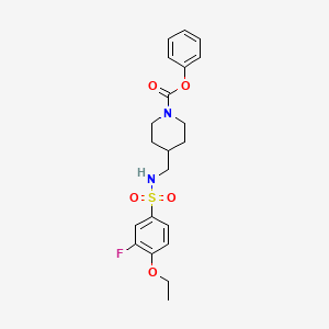 molecular formula C21H25FN2O5S B3003010 Phenyl 4-((4-ethoxy-3-fluorophenylsulfonamido)methyl)piperidine-1-carboxylate CAS No. 1234803-29-2