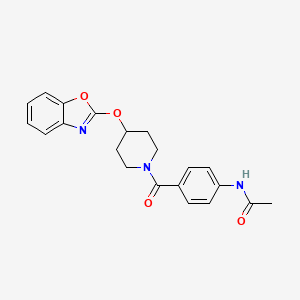 molecular formula C21H21N3O4 B3003019 N-(4-(4-(benzo[d]oxazol-2-yloxy)piperidine-1-carbonyl)phenyl)acetamide CAS No. 2034289-93-3