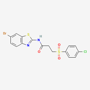 molecular formula C16H12BrClN2O3S2 B3003024 N-(6-bromobenzo[d]thiazol-2-yl)-3-((4-chlorophenyl)sulfonyl)propanamide CAS No. 895454-60-1